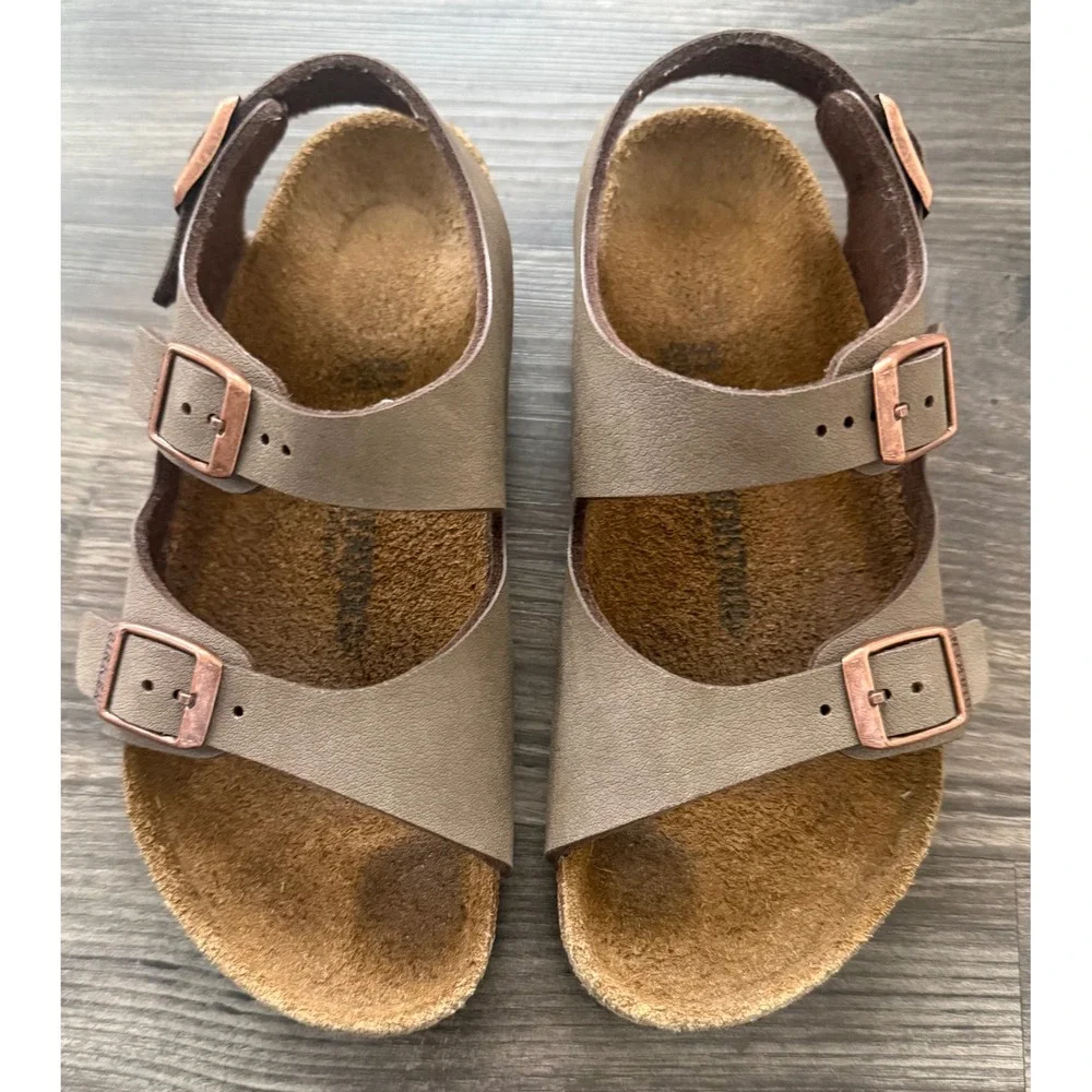 BIRKENSTOCK Milano Sandals Taupe Cork Footbed Copper Buckle Kids EU 31 US 1–1.5